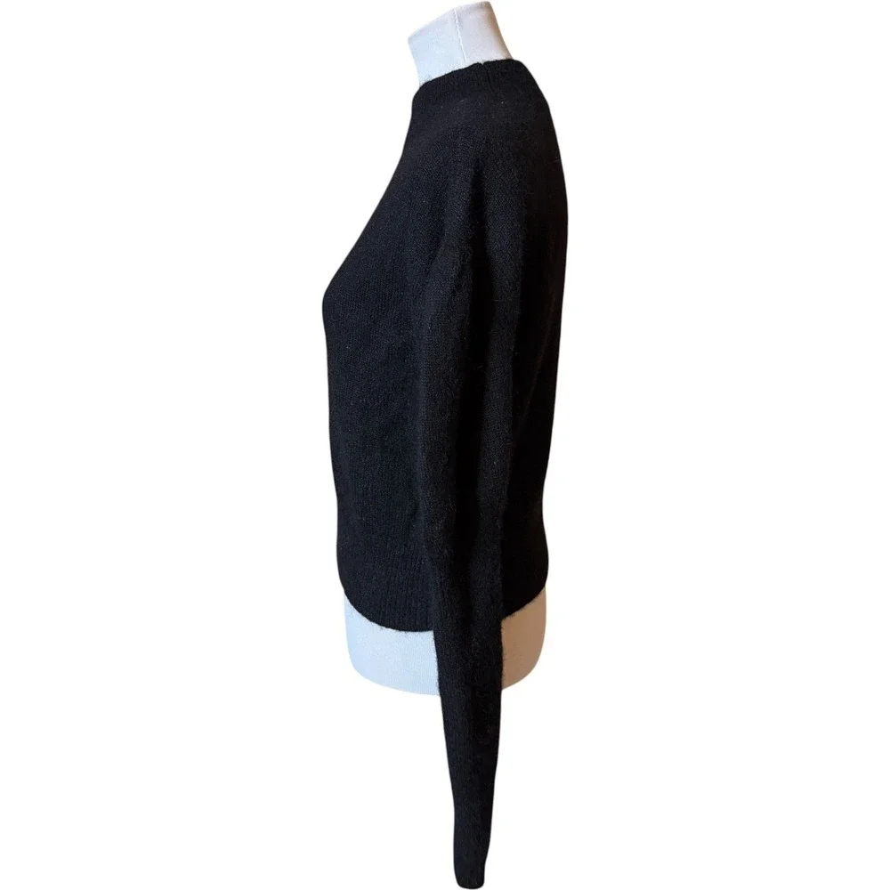 J. Crew Alpaca‎ Blend Puff Sleeve Sweater Women Small Black Mock Neck NT581